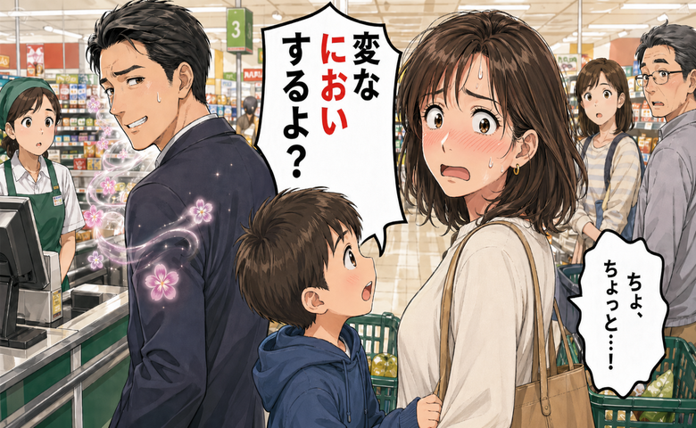 「変なにおいするよ？」レジ待ちで息子が放った真っすぐなひと言に冷や汗をかいたワケ【体験談】