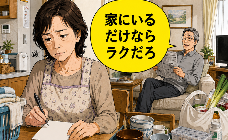 「家にいるだけならラクだろ」定年後の夫のひと言に傷ついた私が紙に書き出した内容とは【体験談】
