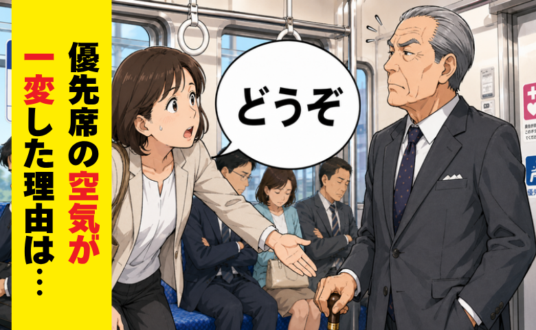 「どうぞ」混雑した電車で席をゆずろうとした私。優先席の空気が一変した理由とは【体験談】