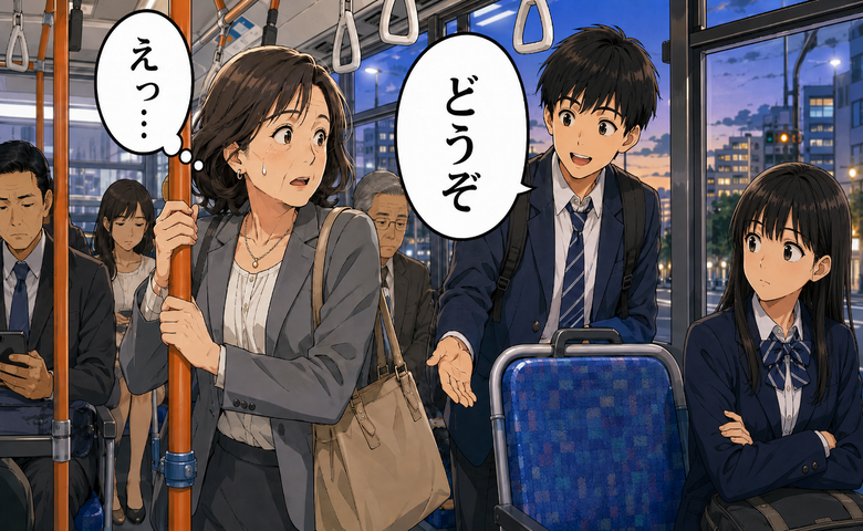 「最近の若い人は…」混雑するバスで高校生に席をゆずられた私が、複雑な心境になったワケ【体験談】