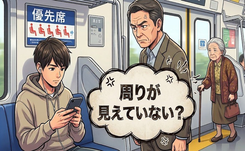「周りが見えていない?」優先席でスマホを見続ける若者。直後の行動に考えを改めたワケ【体験談】