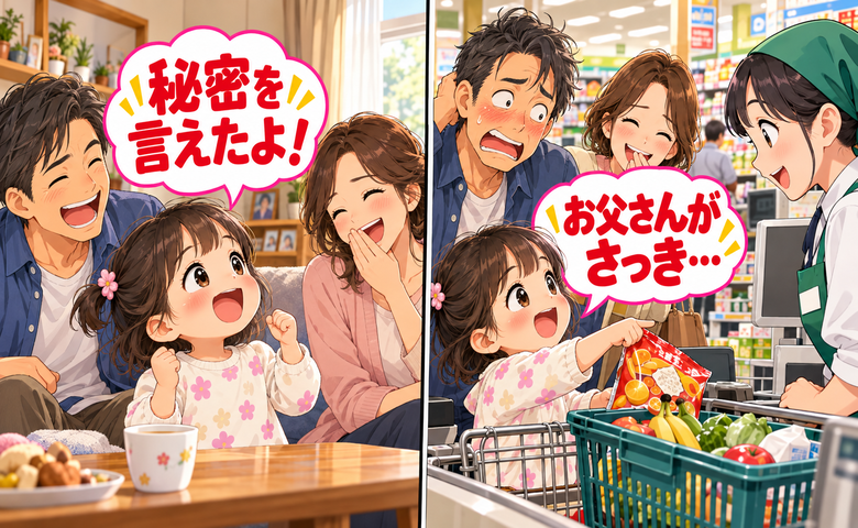 「秘密を言えたよ！」帰宅後に誇らしげな子ども。レジで家族皆が大笑いした理由とは【体験談】