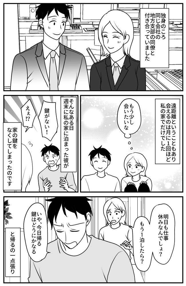 自宅の鍵をなくした彼氏の行動に違和感を覚えた私。アポなしで彼宅に行くと出てきたのは！？