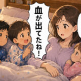 「血が出てる！」ワンオペお風呂で子どもたちが大騒ぎ。生理について伝えた数年後の変化とは？
