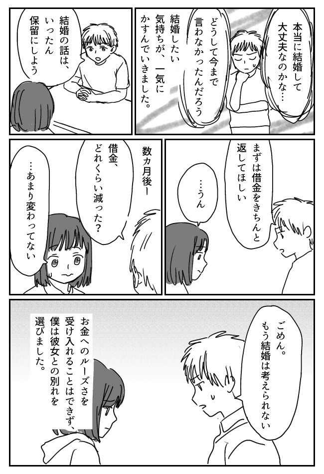「実は借金があって」結婚を考えていた彼女から突然の告白。「いくら?」と尋ねると…!?