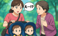見知らぬ女性「あなた、大変だとは思うけど…」双子と散歩中、知らない人が次々と声をかけてきて…ワケは？