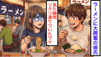 ラーメン屋で「旨そう〜！」その直後、彼氏の“まさかの行動”にギョッ…！【その食べ方、マナー違反では？？】"ラーメン屋さん"がピシャリ回答！
