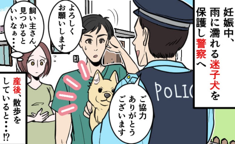 「え！あの日の犬…？」妊娠中、迷子の犬を警察に届けた私⇒出産後、散歩中に見た光景に胸がざわつき…
