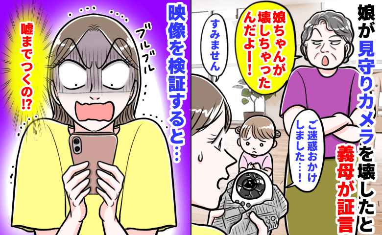 「嘘までつくの！？」娘が見守りカメラを壊したと義母が証言→映像にまさかの光景！その瞬間、娘は…