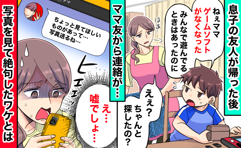 「写真送るね…」息子が友人を招いた日、ゲームソフトが紛失→ママ友から届いた写真を見て絶句したワケ