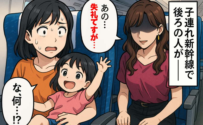 「あのぅ…失礼ですが…」子連れ新幹線で後ろの席から突然声が→恐る恐る振り返ると衝撃の物を渡され！？