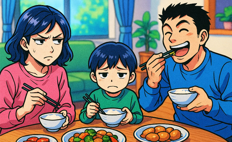 「私と子どもの分は…？」おかずを食べ尽くす夫にゲンナリ…→妻の逆転作戦で食卓に平和が♡