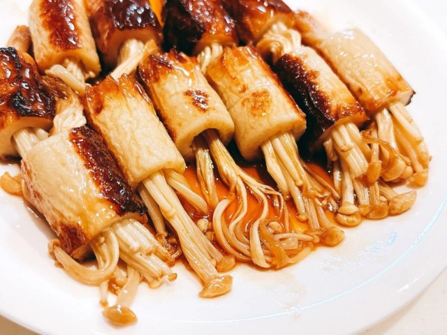 ちくわのえのき詰め照り焼き