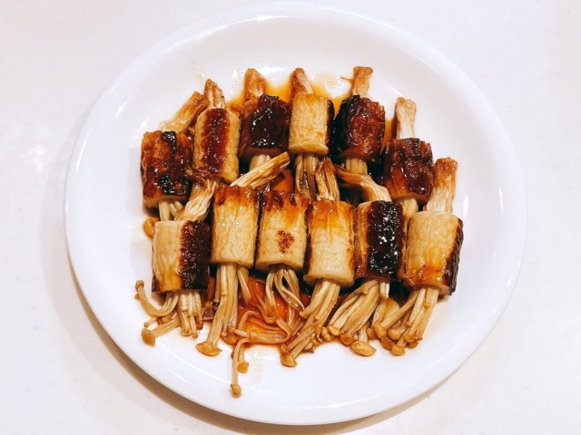 ちくわのえのき詰め照り焼き