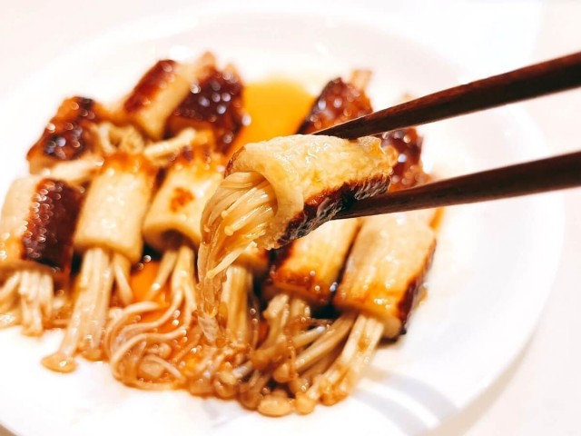 ちくわのえのき詰め照り焼き