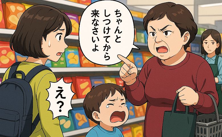 「しつけてから来なさいよ」スーパーでぐずる息子…見知らぬ女性の言葉にショックを受けた瞬間、店員さんがまさかの対応を…！