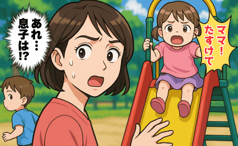 「ママ、たすけて！」娘に気を取られた一瞬の隙に息子が！？ゾッとした。ワンオペ双子連れ、初めての場所で…