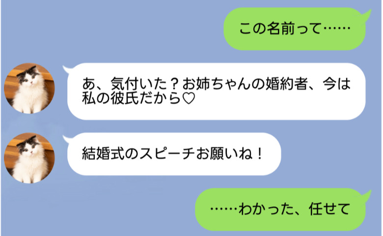 略奪婚を正当化する妹「次から私を見習いな？」→結婚祝いにとっておきのスピーチをプレゼント！