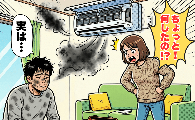 「エアコン掃除は任せろ！」張り切った夫が招いた“大惨事”とは！？家の中でダウンを着て過ごすハメに…