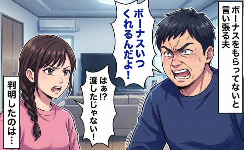 「俺はもらってない！」夫に渡した数日後にボーナスの10万円が消えた…！？言い争いの末、判明したまさかの事実
