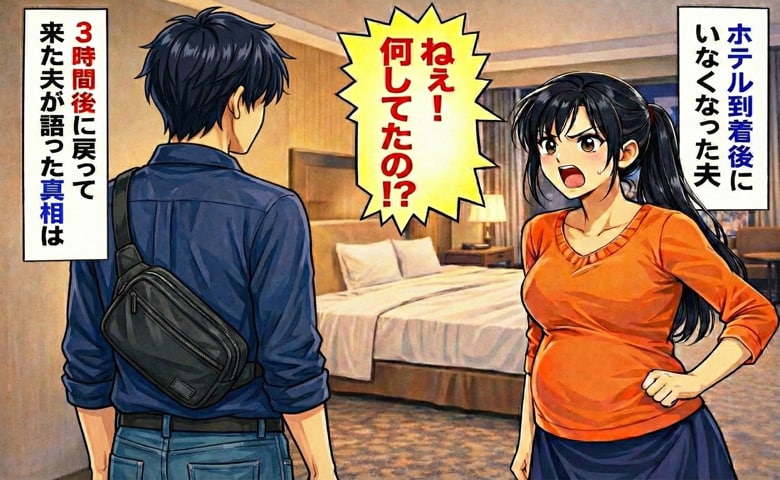 「うそでしょ！？」妊娠中の旅行でホテル到着後、消えた夫…→3時間後に判明した、夫の信じられない行動とは