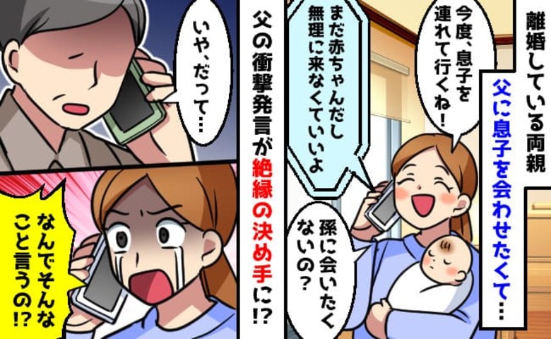 父「なんで会わせたいんだ？」離婚し疎遠だった父に孫を見せたくて連絡→さらに冷酷な一言に絶縁を決意…