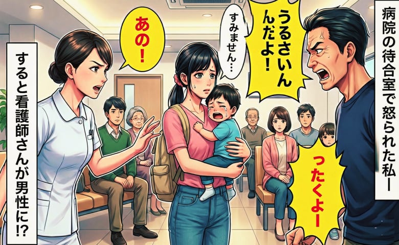 「ったく！ガキがうるさいんだよ！黙らせろ！」待合室で息子がぐずり、怒鳴る男性…→すると看護師さんが男性に！？
