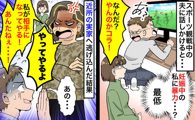 夕飯について聞いたら「やんのかコラ！」は？妊娠中なのに暴力と暴言？近所の実家に逃げ込んだら母が…