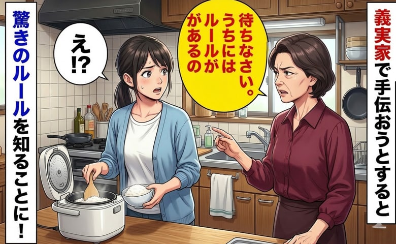 食事の準備を手伝う私に「待ちなさい。うちにはルールがあるの」と義母→判明した驚きの義実家ルールとは