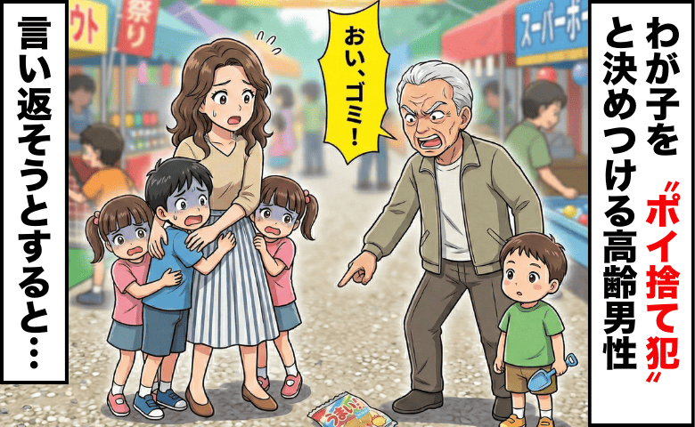 「おい、ゴミ！」わが子をポイ捨て犯と決めつける高齢男性→そばにいた小学生の一言でスカッと形勢逆転！