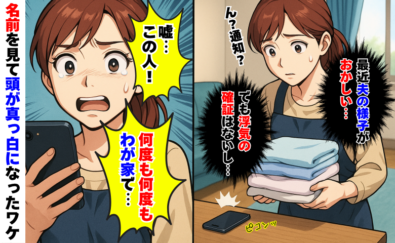 「嘘…この人は何度も何度も、わが家で…」夫に不倫相手から通知→名前を見て頭が真っ白になったワケは