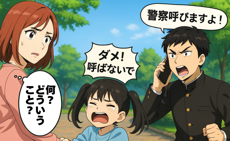 「警察呼びますよ！」娘と歩いてただけなのに…なんで！？「ダメ！呼ばないで！」娘が必死に抵抗すると