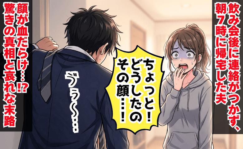 「開けてくれ〜」飲み会後に音信不通の夫…朝7時に血だらけで帰宅→医師に告げられた診断と哀れな末路