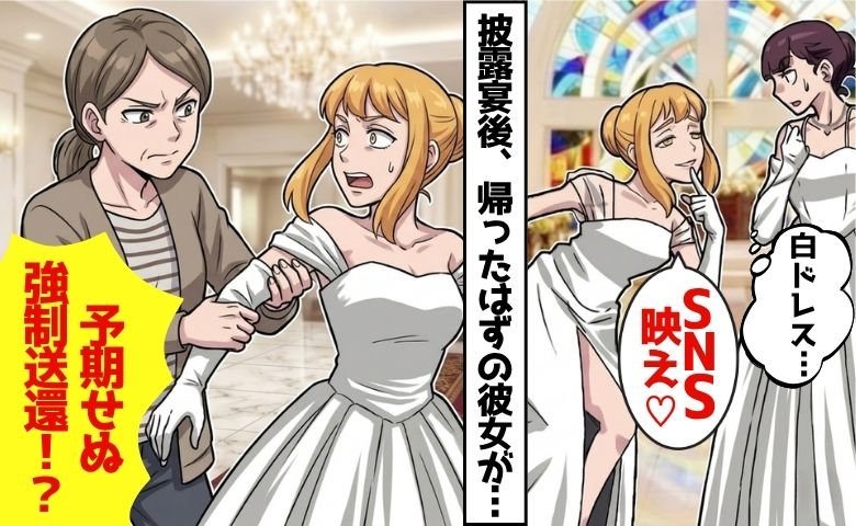 「SNS映え♡」結婚式に白ドレスで主役を奪う女！お見送り後、現れた人物の猛烈な喝に意気消沈…！？