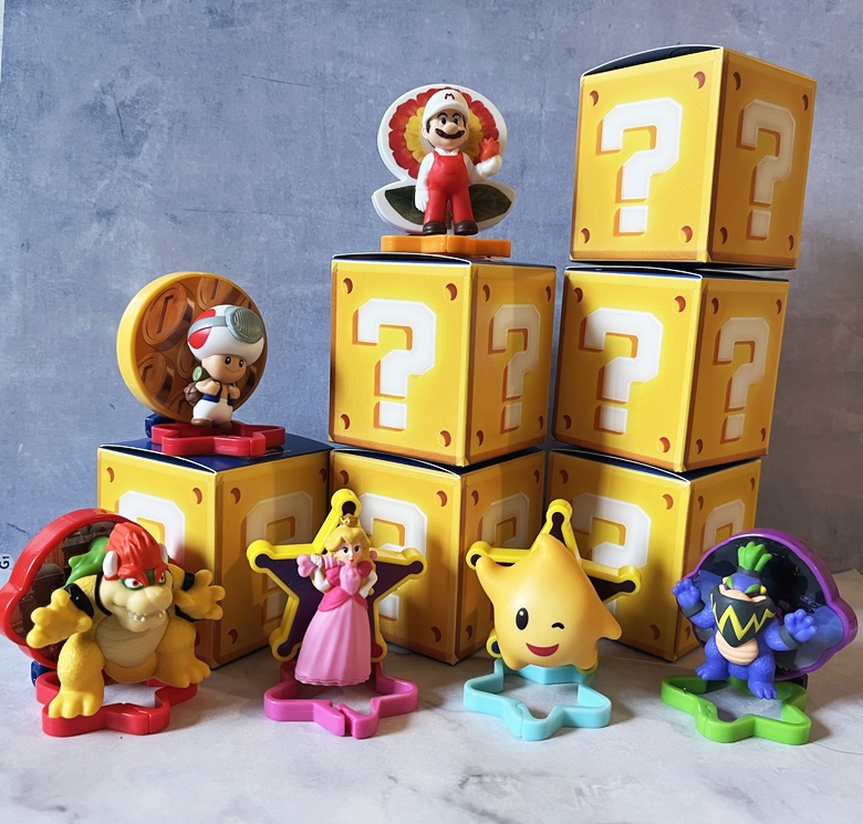 【ハッピーセット】「ザ・スーパーマリオギャラクシー・ムービー」第2弾　第2弾は、「キノピオ」「ピーチ姫」「クッパ」「ファイアマリオ」「ワンダークッパJr.」「チコ」の6種類