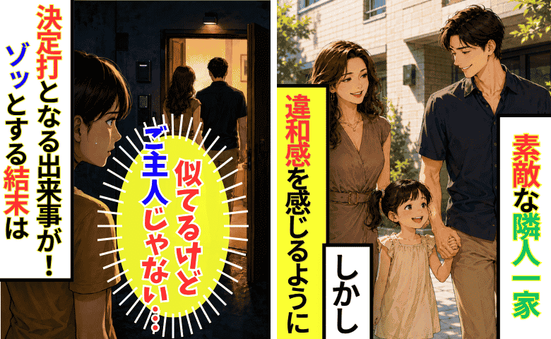 隣の奥さんに違和感→「似てるけど違う…」“夫似”の男性を家へ上げる様子を目撃！予想外の展開に