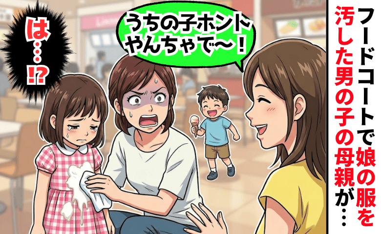 フードコートで娘の服を汚した男の子→「ホントやんちゃで〜」笑顔で話しかけてきた母親の対応に絶句！