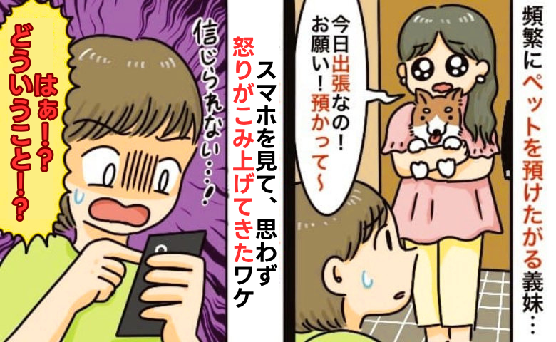 義妹「愛犬預かって！急な出張なの」突然のお願いに困惑→え！？スマホを見て怒りがこみ上げたワケ