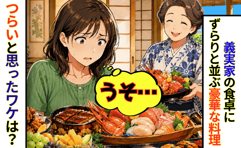 「もう限界…」義実家の食卓に豪華な料理がずらり！→ありがたいはずなのに、つらくなったワケ