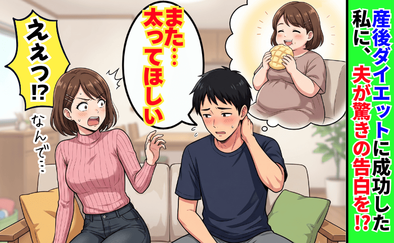 夫「また太ってほしい…」妊娠中に15kg増量→産後ダイエット成功したのに夫は悲しそう…一体なぜ！？