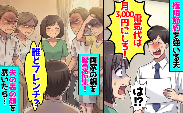 「電気代は3000円にしろ！」極限節約を強いる夫の裏の顔は…⇒エアコンなしの家族会議へようこそ♪