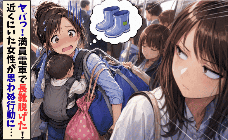 「最悪だ…」満員電車で絶望→焦るママを見る乗客の女性「こっちに来た！？」次の瞬間！？
