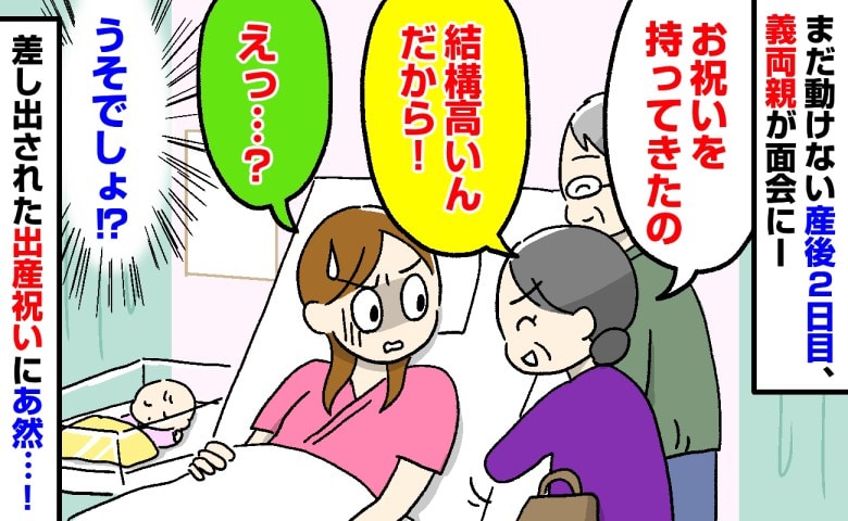 「結構高いんだから！」産後2日目、突然病室に来た義両親…→義母のバッグから出てきた出産祝いに目を疑ったワケ