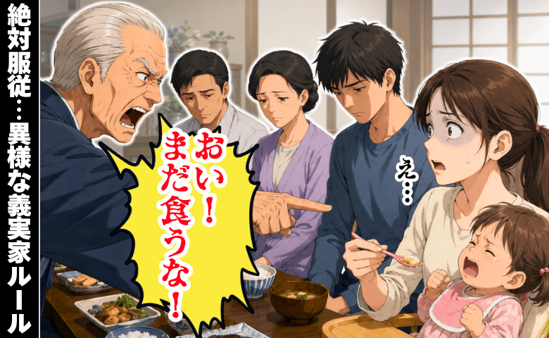 義祖父「おい！まだ食うな！」2歳児が泣いても絶対服従の義実家ルール→食器を投げつけても全員無言で！？