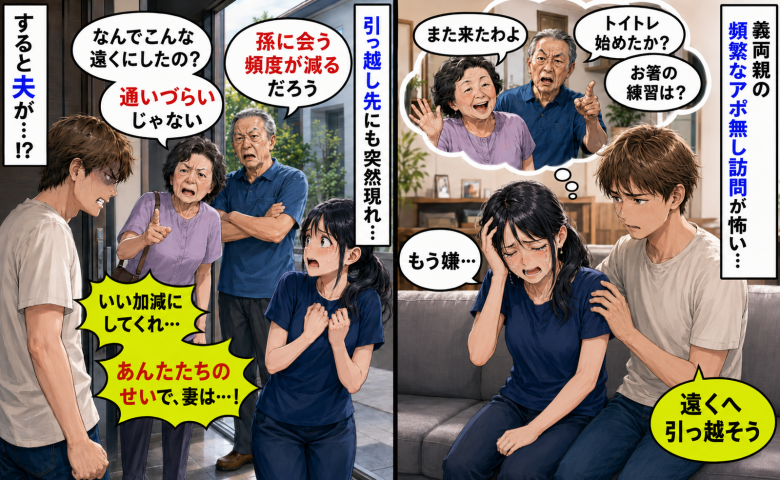 頻繁な訪問に耐えられず遠くへ引っ越し→「通いづらい！」「孫に会う頻度が減る！」夫が本気でキレた結果