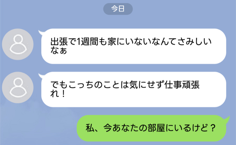 私の出張中「さみしい」と言う夫→私「今あなたの部屋にいるけど？」不倫現場に遭遇！?