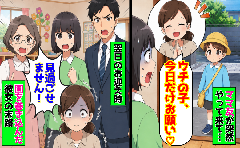 ママ友「家にいるよね？ウチの子預かって」急な訪問で託児所扱い！？園で呼び出された彼女が絶句のワケ
