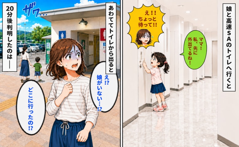 高速SAでいなくなった次女「一体どこへ！？」スマホも使えず、 血の気の引いた私…→20分後、判明したのは