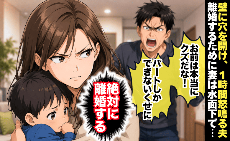 夫「パートしかできないクズ」壁に穴を開け、1時間怒鳴る夫→「絶対離婚する」妻が水面下で準備したこと