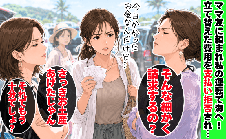 ママ友「そんな細かく請求するの？」「お土産あげたじゃん」車を出した私に逆ギレ→後日、さらなる追撃が！